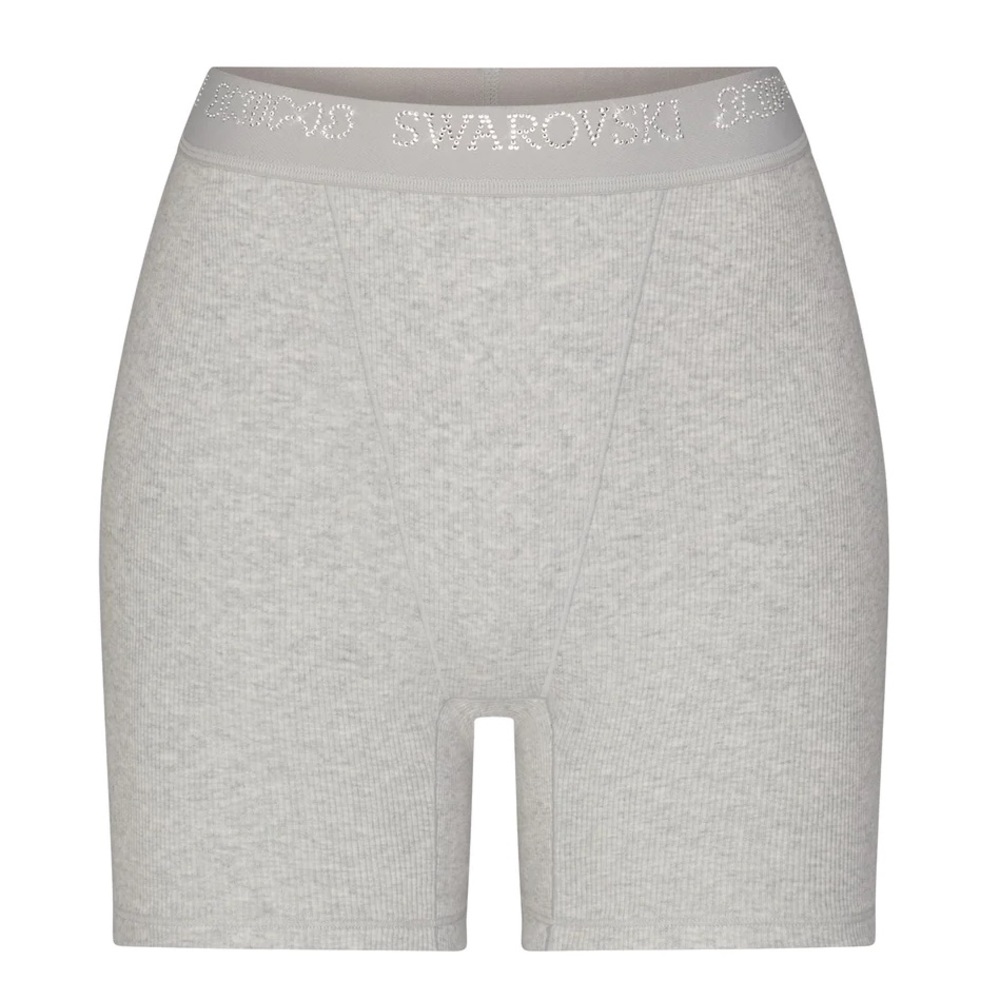 Swarovski x SKIMS Cotton Rib Boxer in Light Heather Grey size small